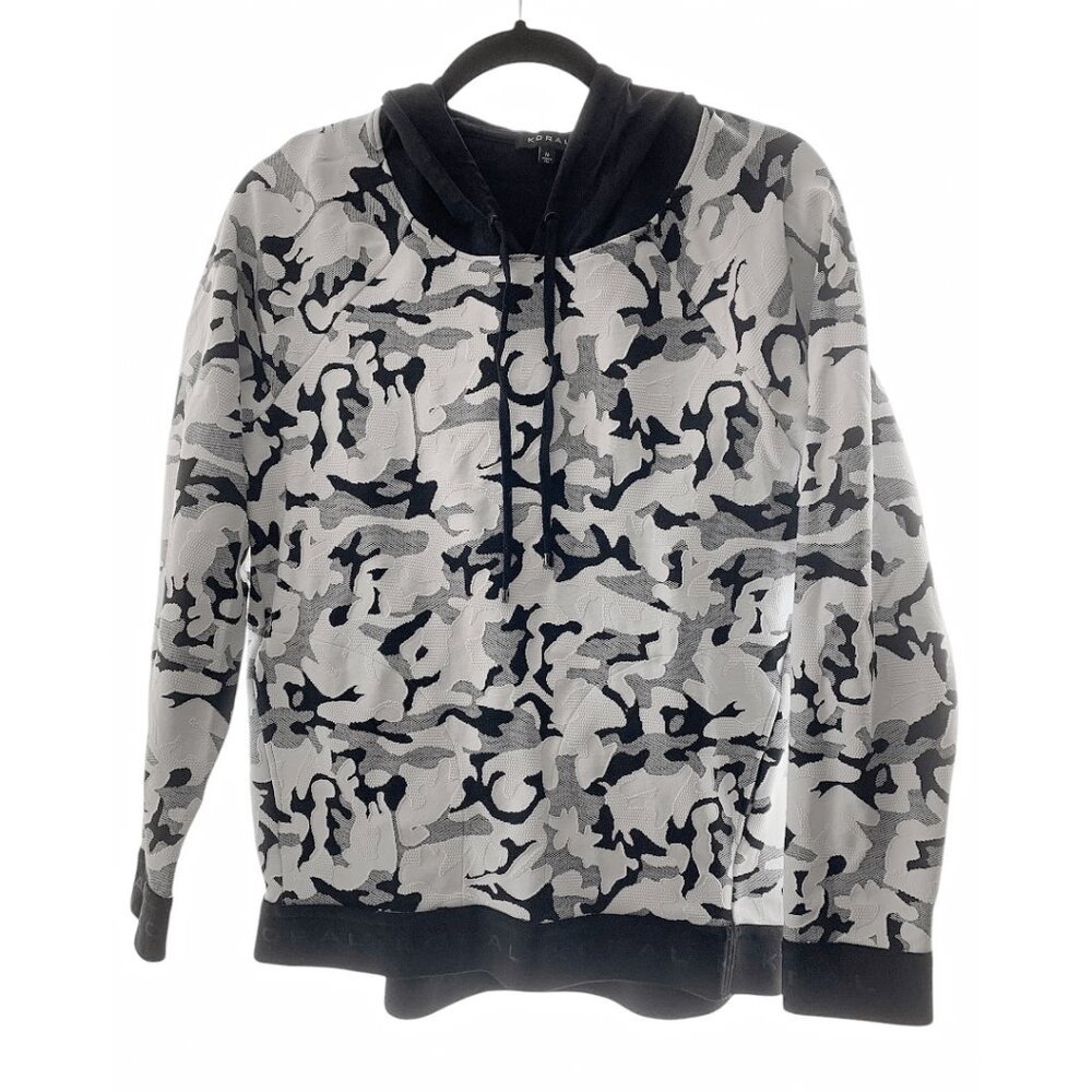 Black and White Camo-Print Koral Hoodie